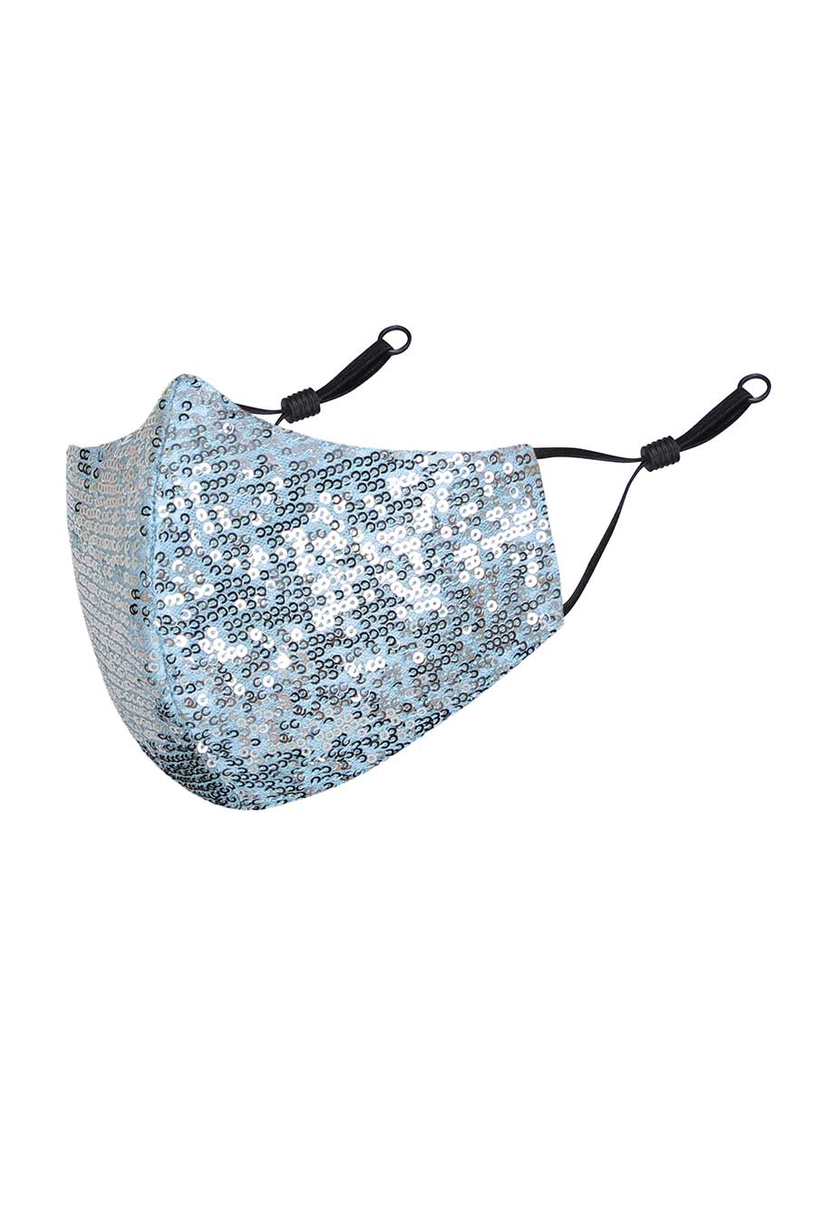 Blue Sequin Embroidered 3 Ply Mask