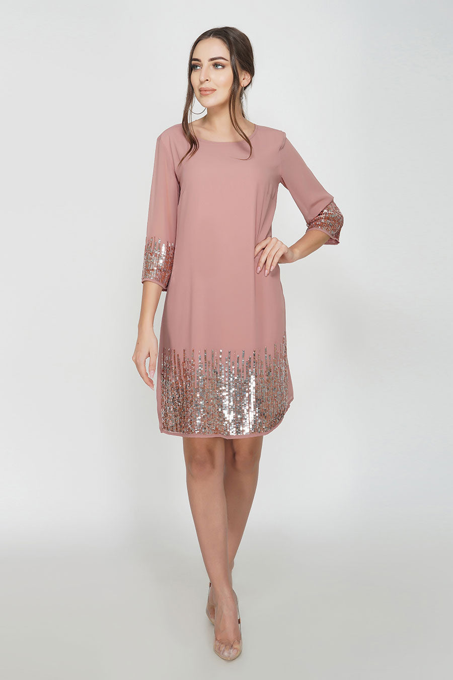 Pink Sunrise Sequin Dress