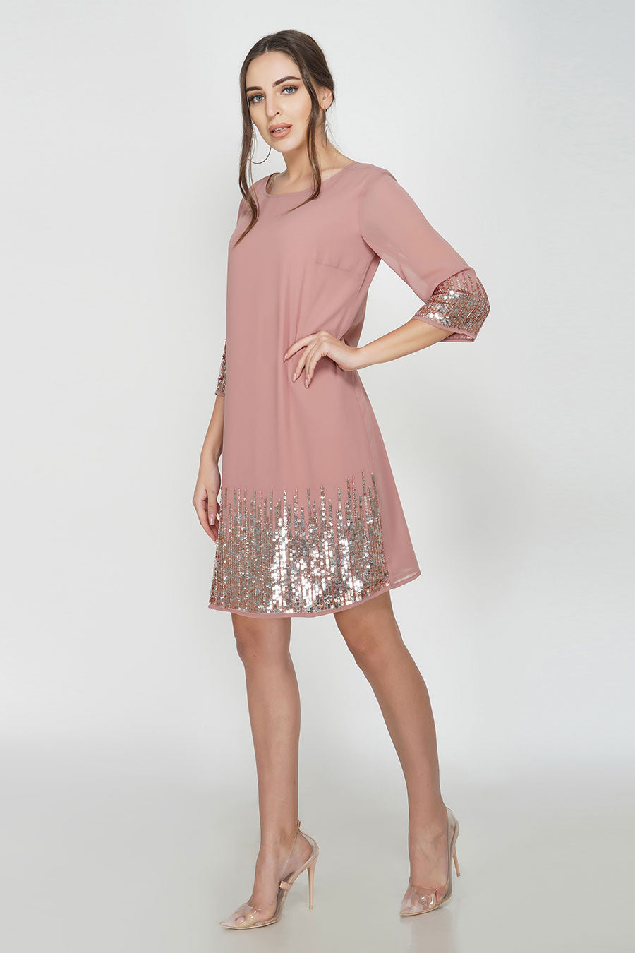 Pink Sunrise Sequin Dress