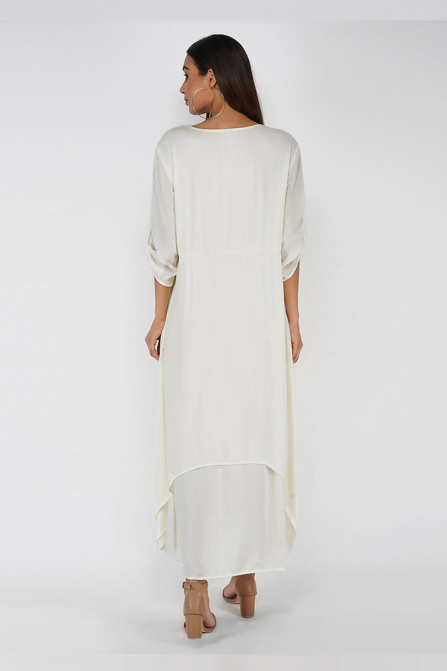 White Layered Crinkle Cotton Maxi Dress