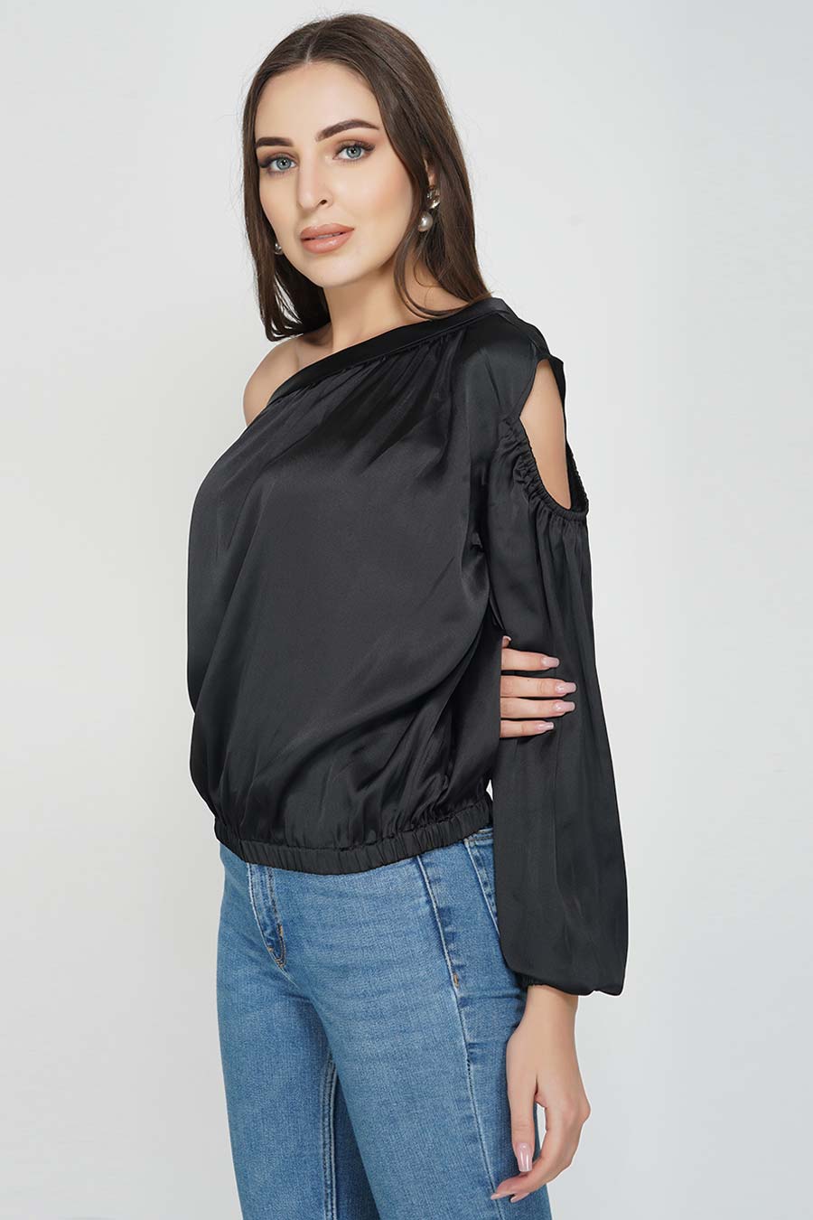 Off & Cold Shoulder Black Top