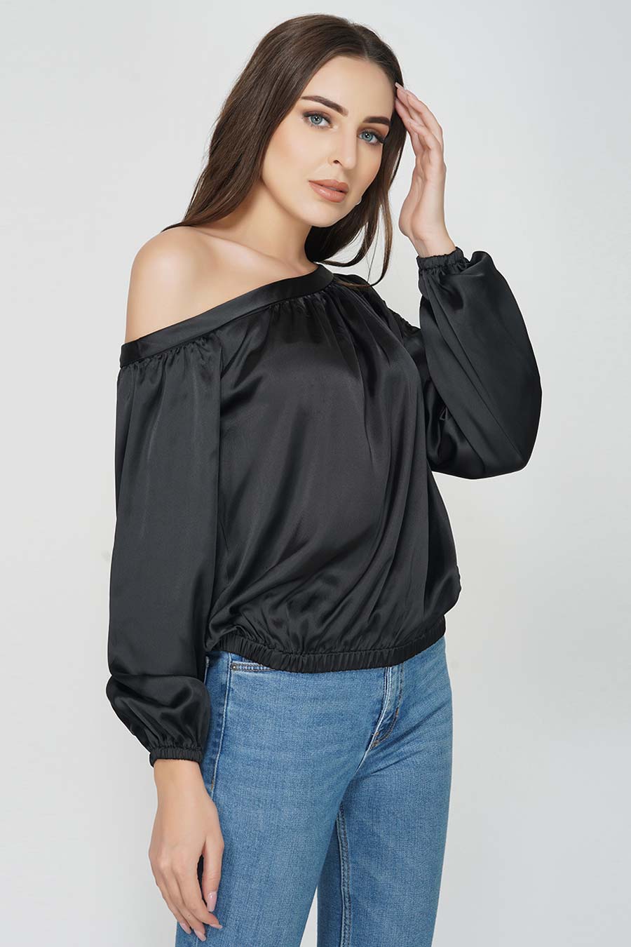 Off & Cold Shoulder Black Top