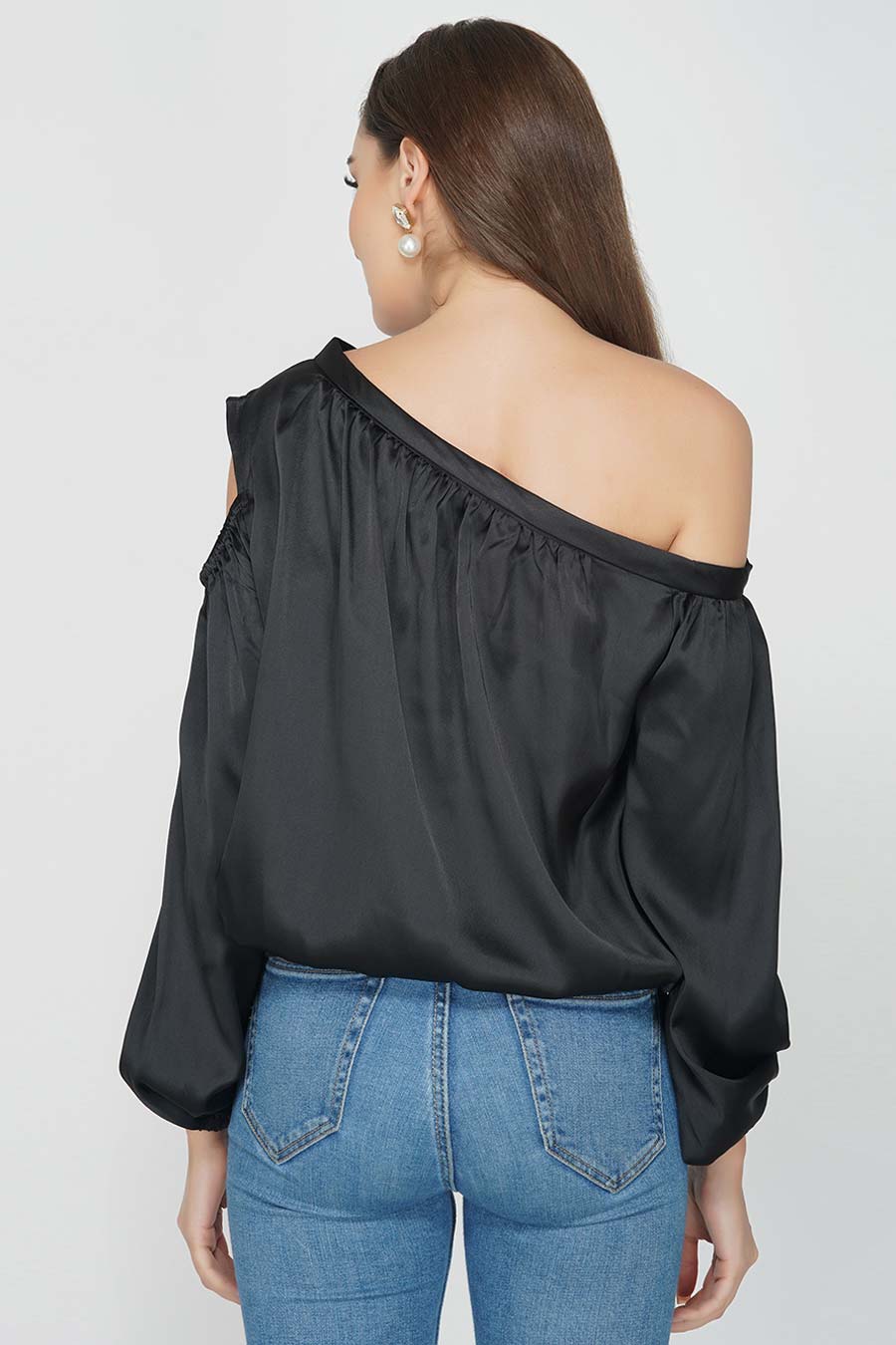 Off & Cold Shoulder Black Top
