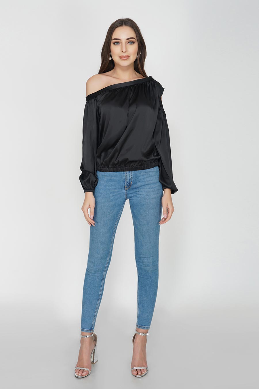 Off & Cold Shoulder Black Top