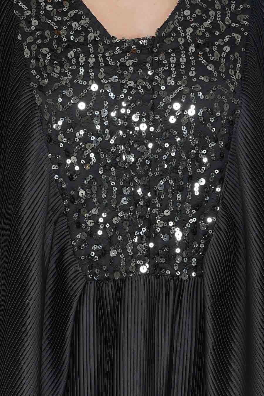 Black Flutter Sleeve Sequin Dress