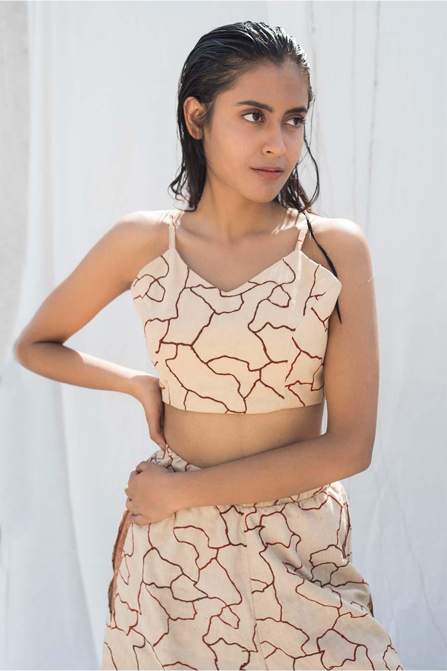 Beige Mitti Bustier Crop Top