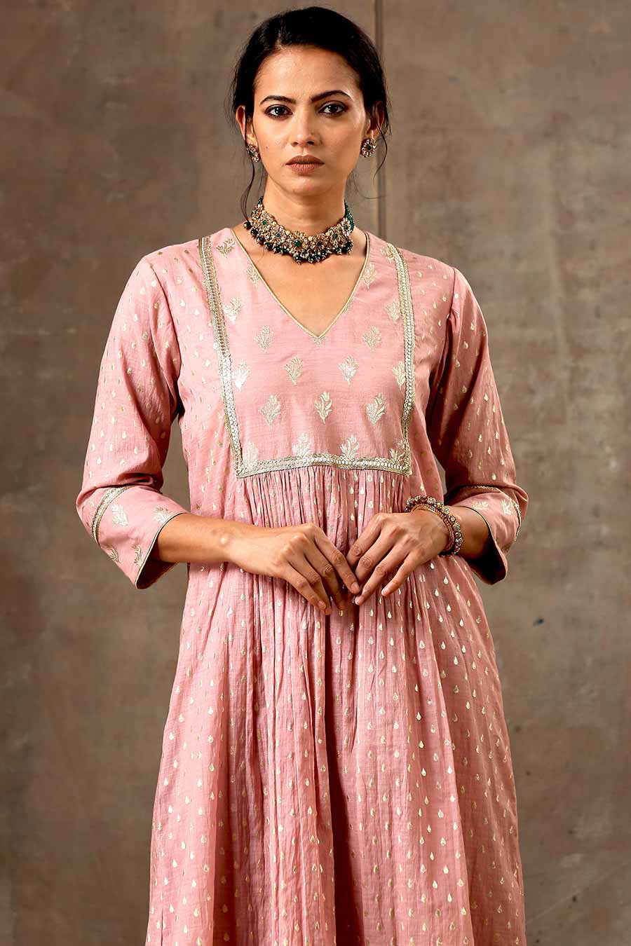 Onion Pink Chanderi Silk Kurta Set With Dupatta