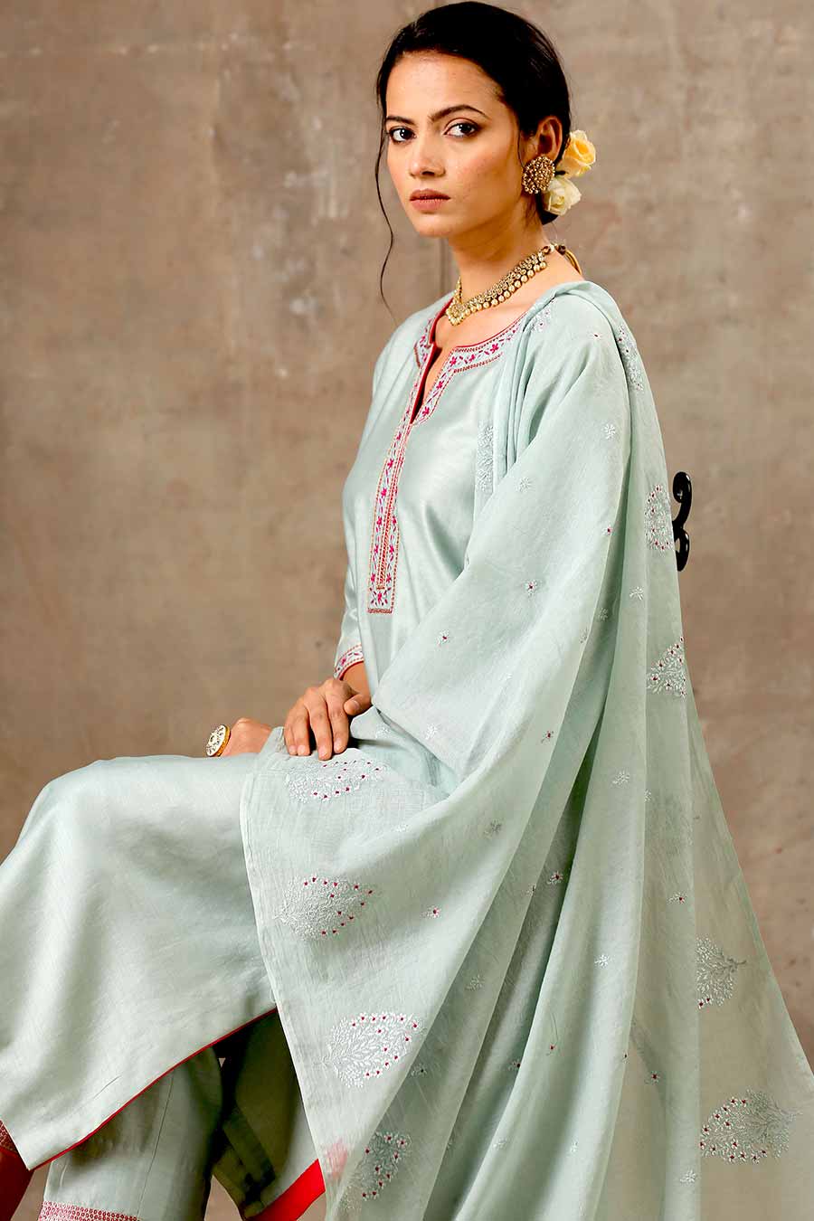 Malhaar Green Chanderi Silk Kurta Set With Dupatta