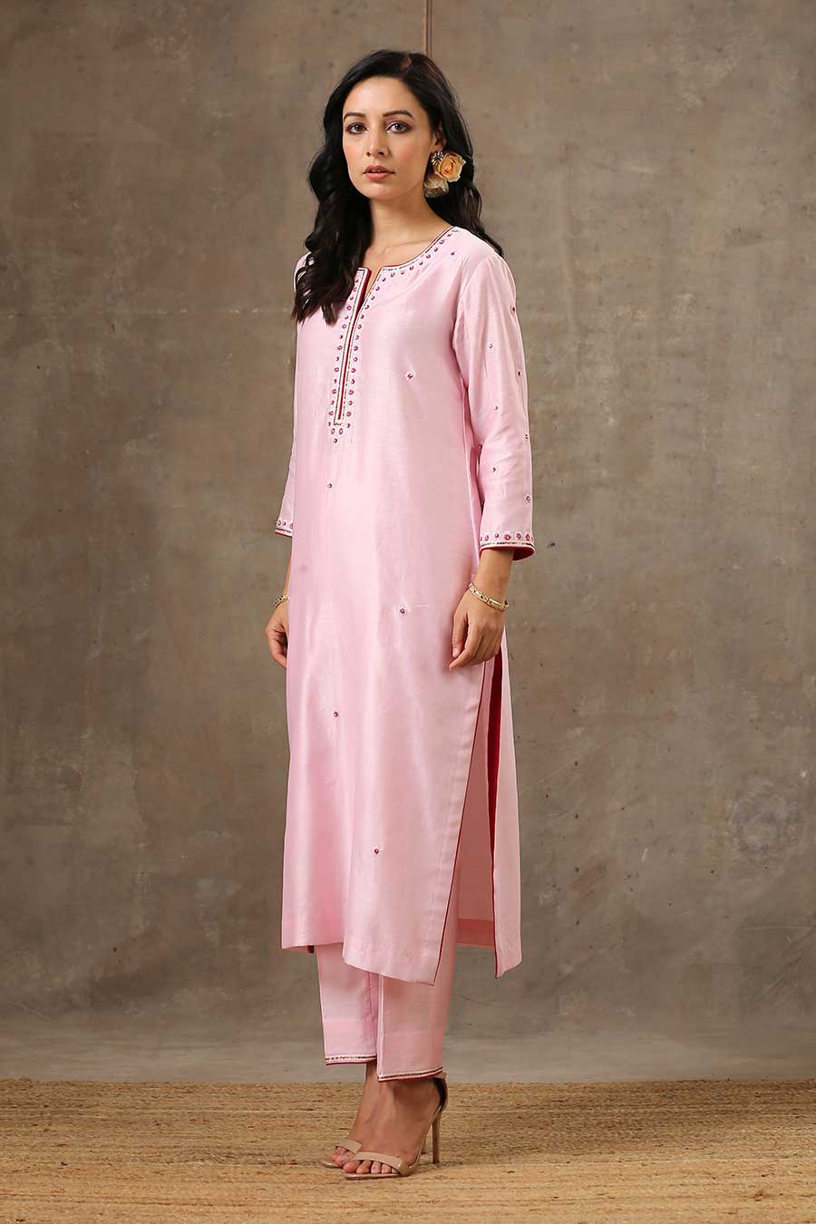 Malhaar Pink Chanderi Silk Kurta Set With Dupatta