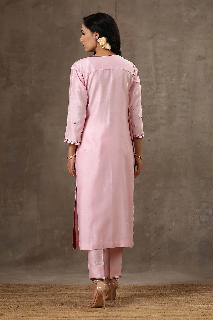 Malhaar Pink Chanderi Silk Kurta Set With Dupatta