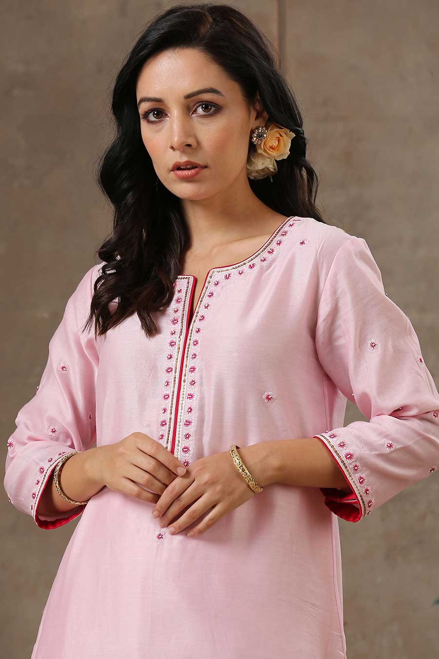 Malhaar Pink Chanderi Silk Kurta Set With Dupatta