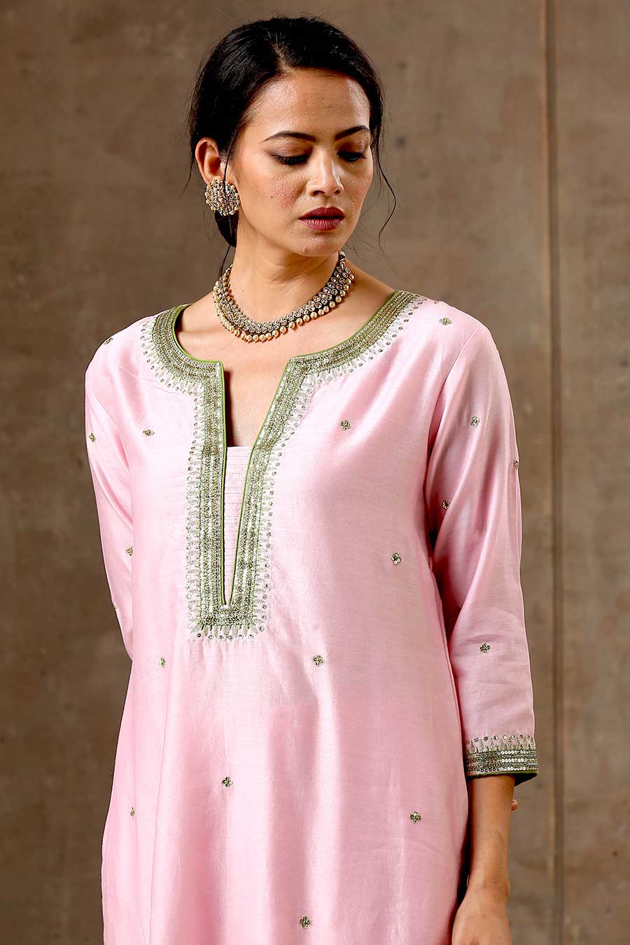 Malhaar Pink Chanderi Silk Kurta Set With Dupatta