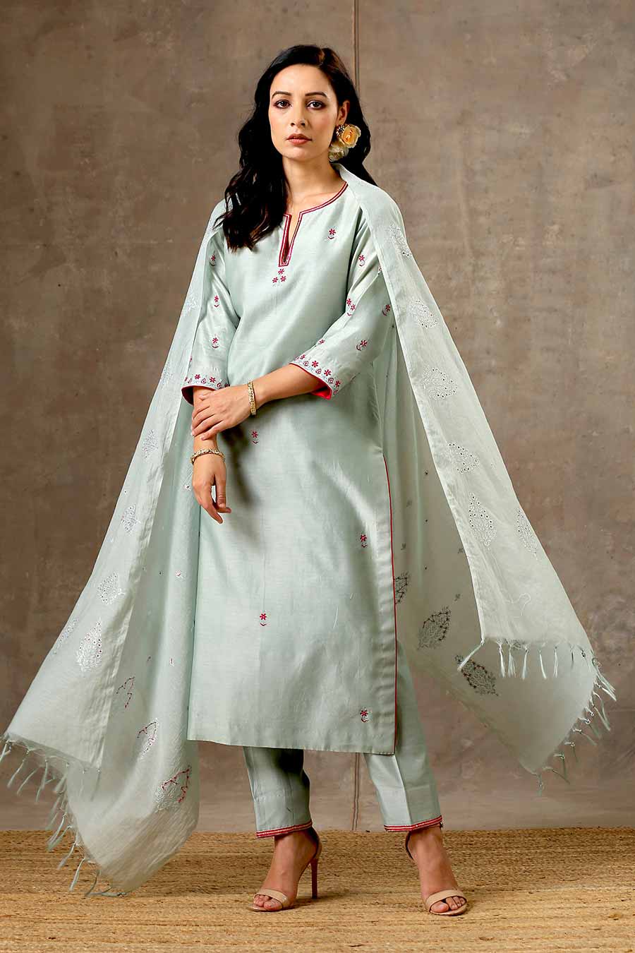 Malhaar Green Chanderi Silk Kurta Set With Dupatta