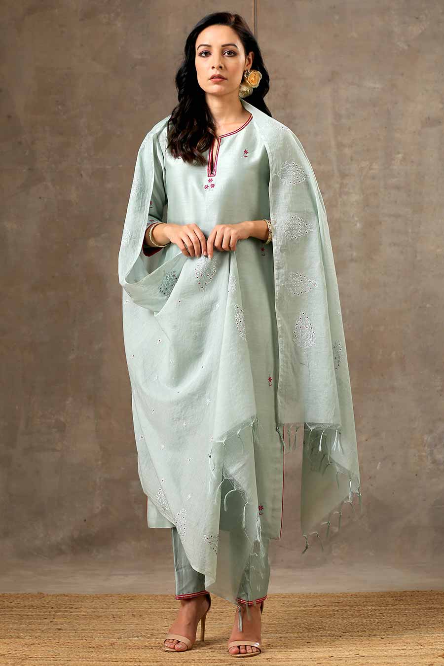 Malhaar Green Chanderi Silk Kurta Set With Dupatta