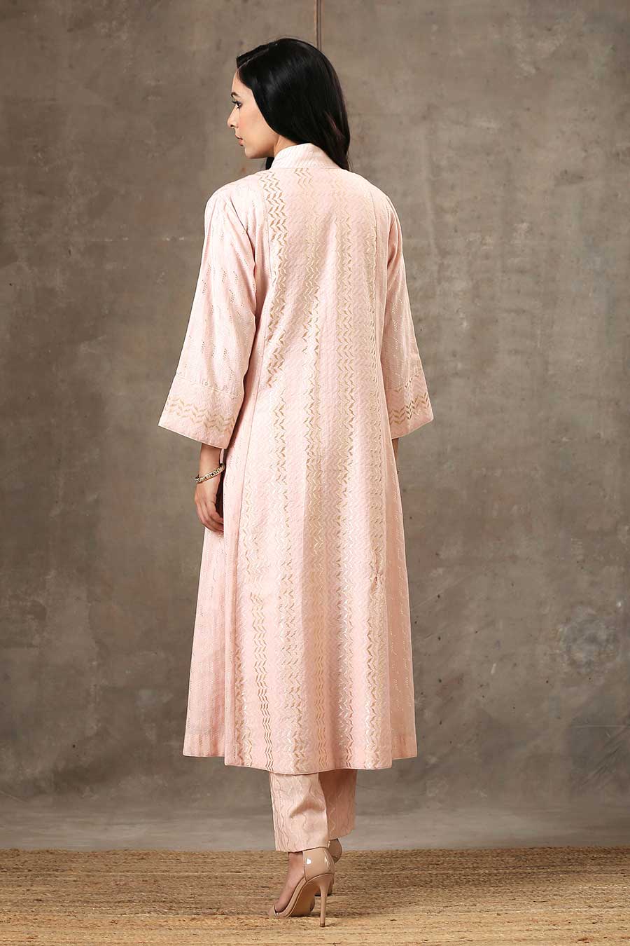 Powder Pink Woven Cotton Kurta & Pant Set (2 Pc)