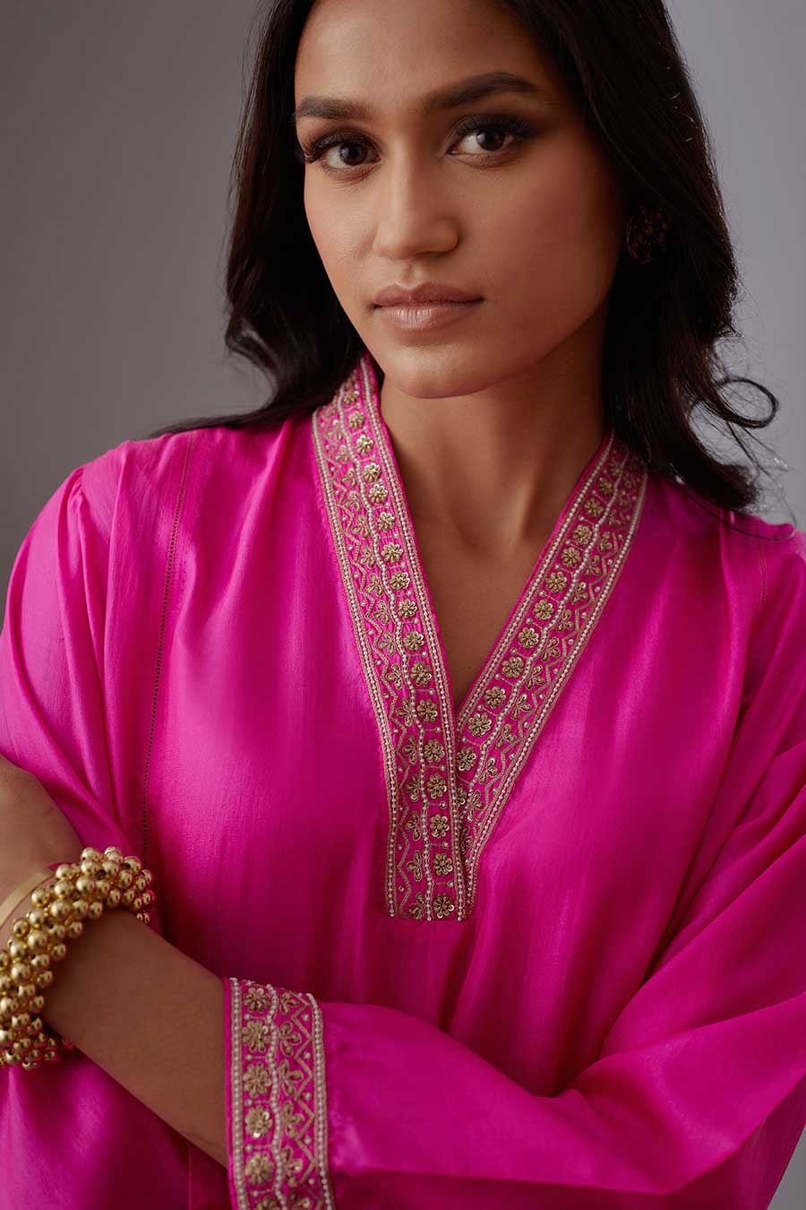 Rose Pink Silk Embroidered Kurta & Pant Set