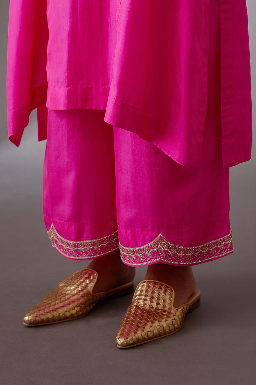 Rose Pink Silk Embroidered Kurta & Pant Set