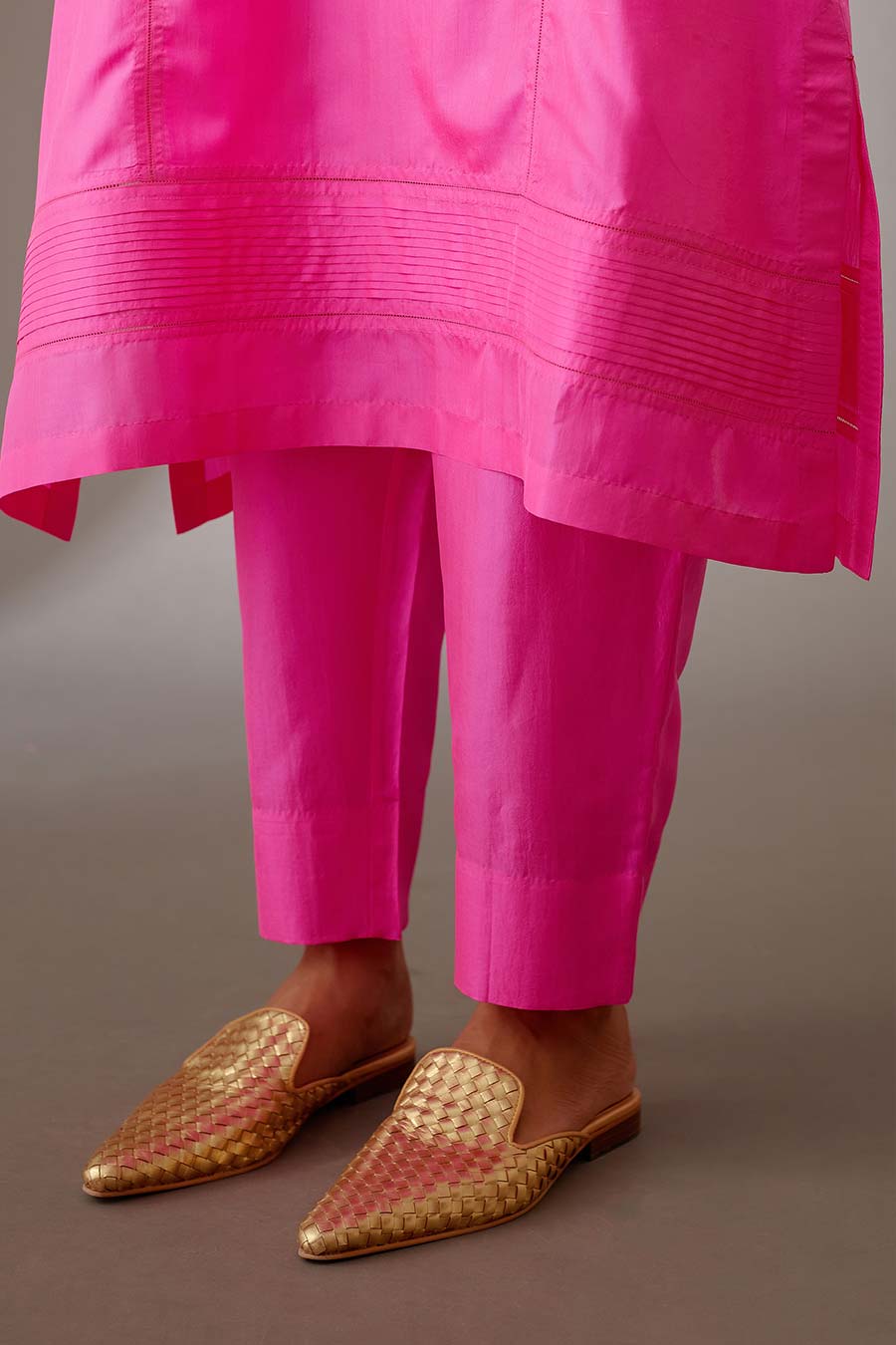 Rose Pink Silk Embroidered Kurta & Pant Set