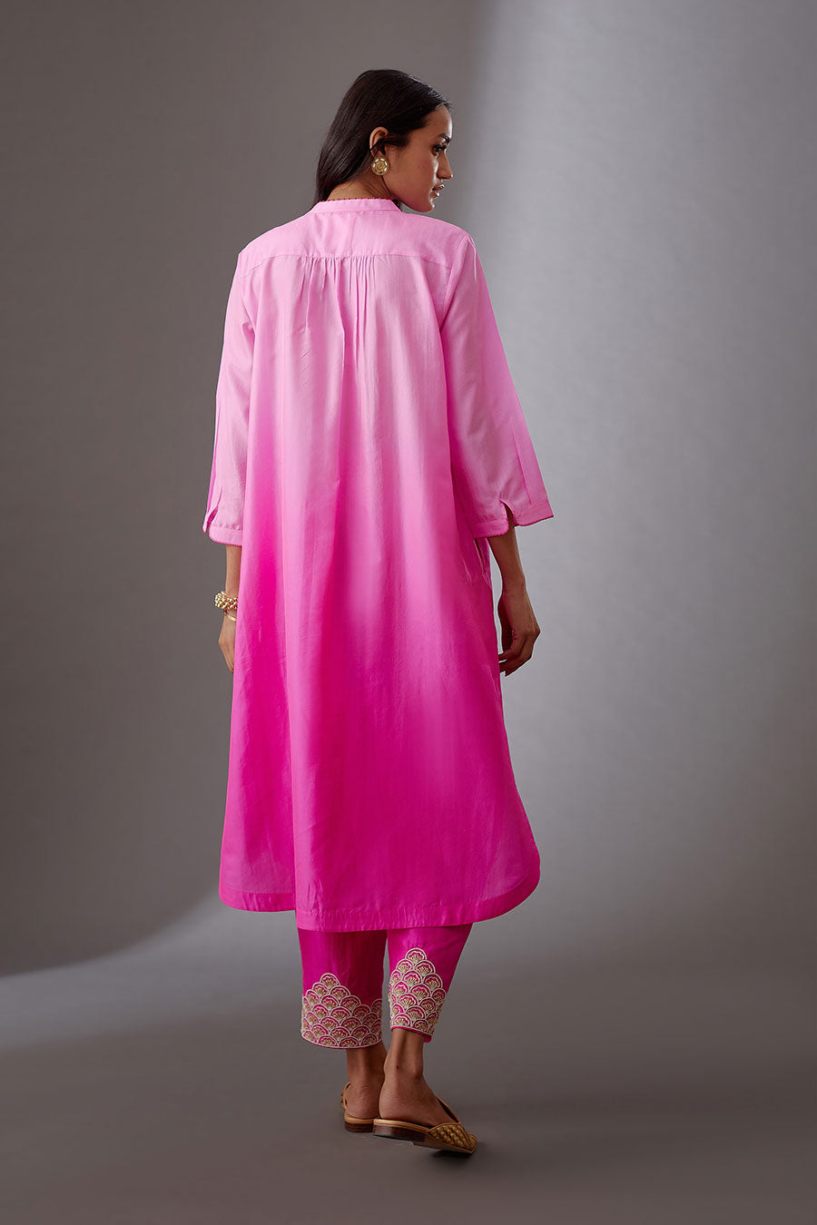 Rose Pink Silk Embroidered Kurta & Pant Set