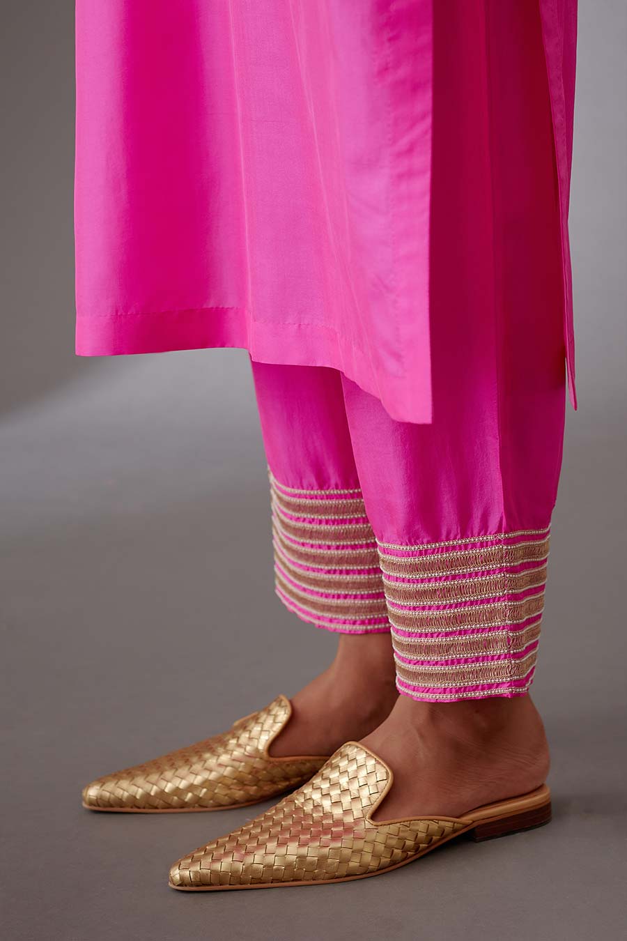 Rose Pink Silk Embroidered Kurta & Pant Set