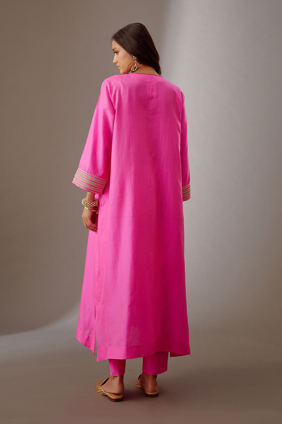 Rose Pink Silk Embroidered Kurta & Pant Set