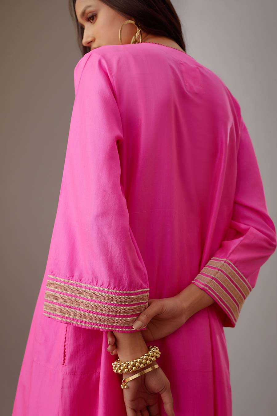 Rose Pink Silk Embroidered Kurta & Pant Set