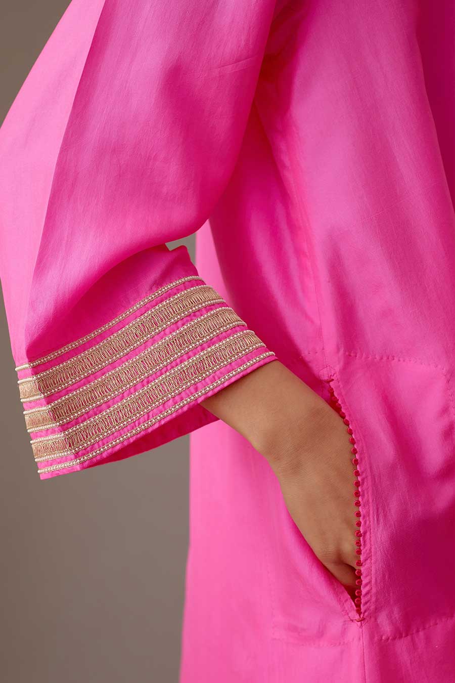 Rose Pink Silk Embroidered Kurta & Pant Set