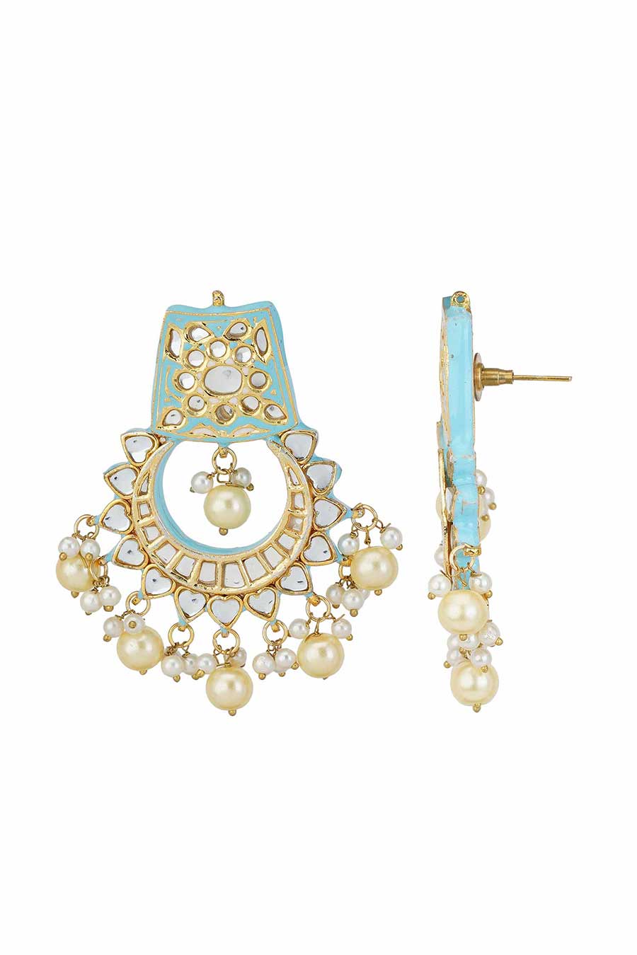 Gold Plated Kundan Chandbali Earrings