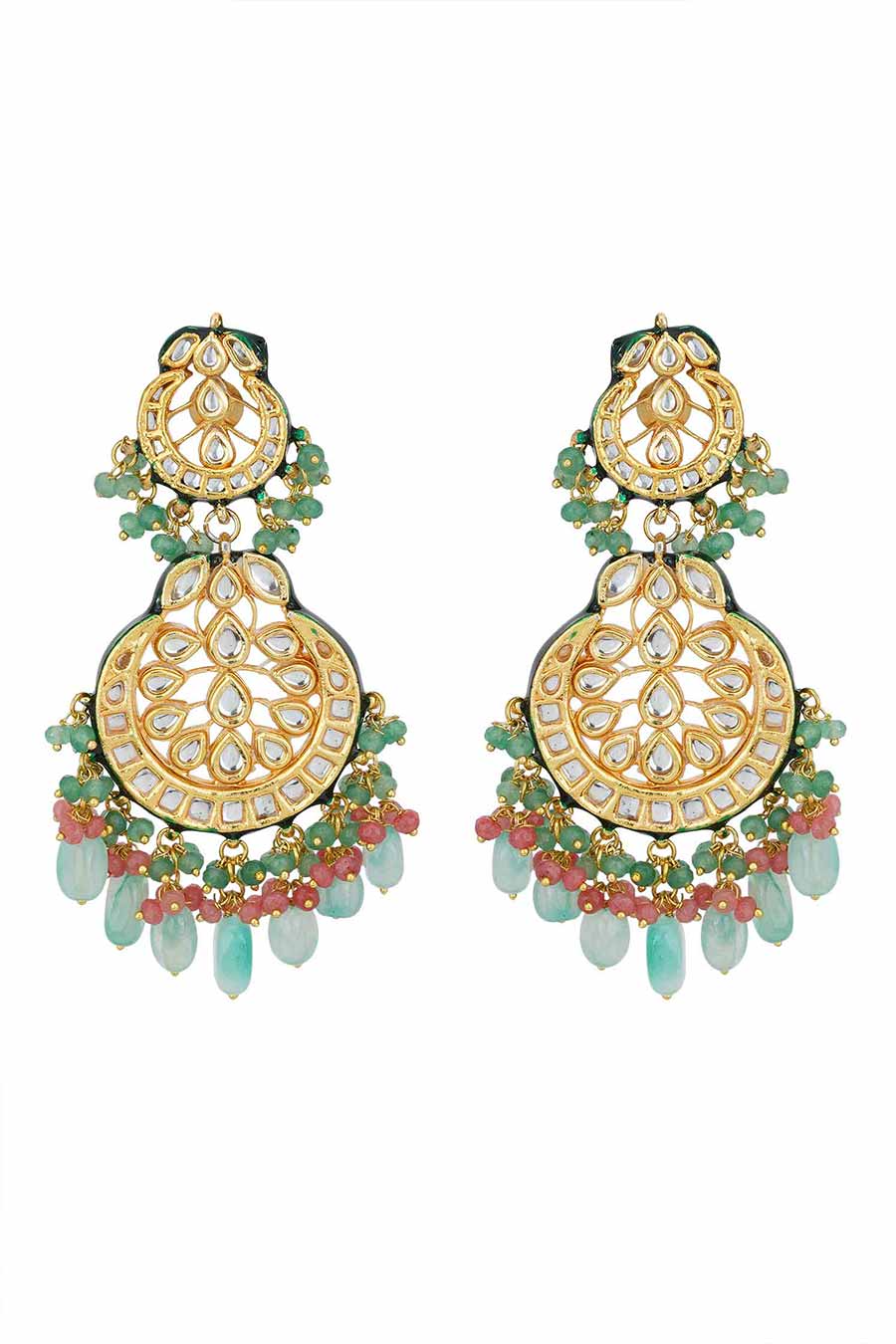 Gold Plated Kundan Chandbali Earrings