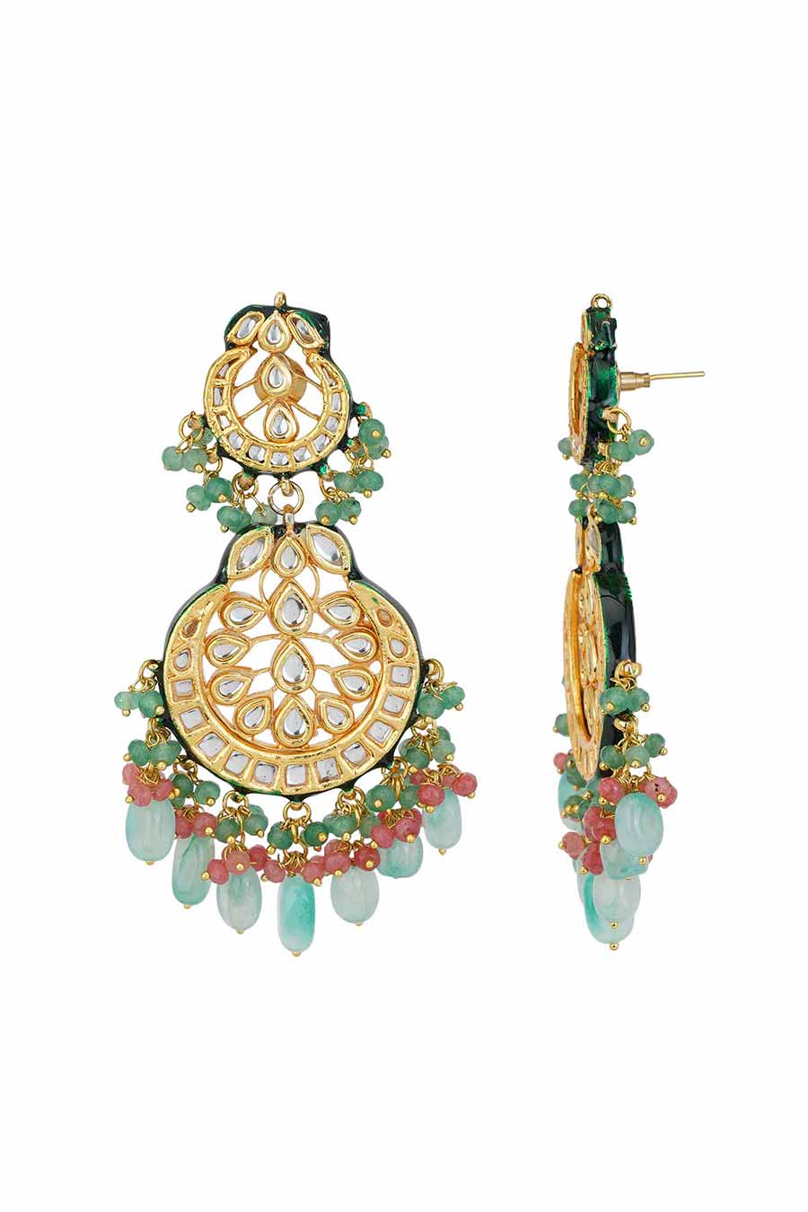 Gold Plated Kundan Chandbali Earrings