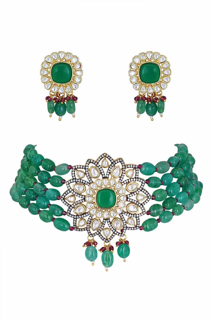 Gold Plated Ethnic Choker & Earrings Set