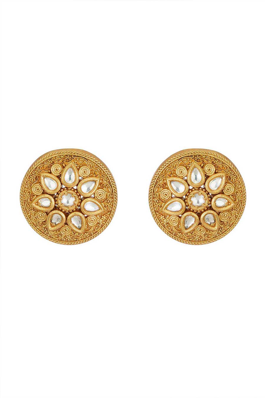 Gold Plated Kundan Studs Earrings