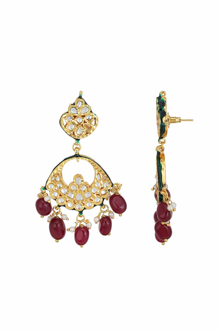 Gold Plated Kundan Necklace & Earrings Set