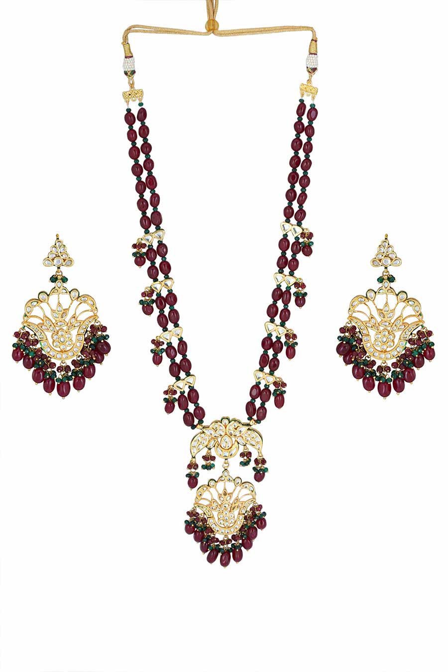 Gold Plated Kundan Necklace & Earrings Set