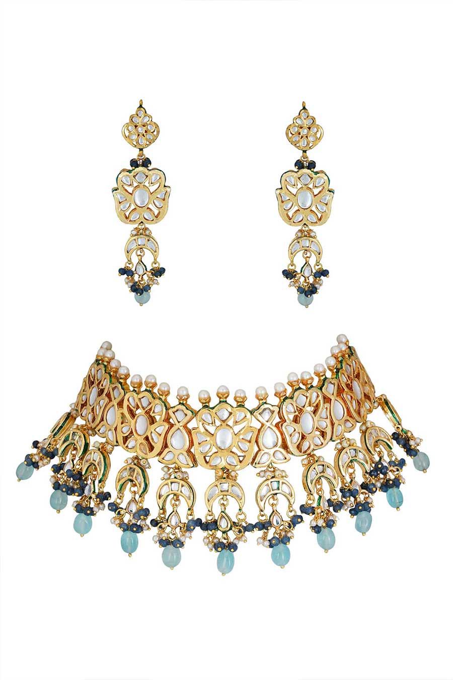 Gold Plated Kundan Choker & Earrings Set