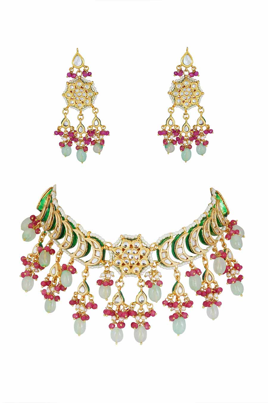 Gold Plated Kundan Choker & Earrings Set