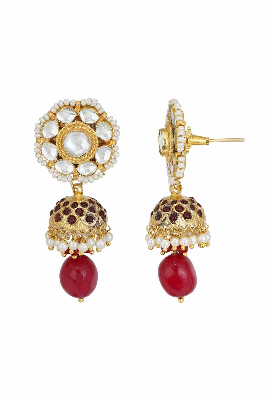 Gold Plated Kundan Necklace & Earrings Set