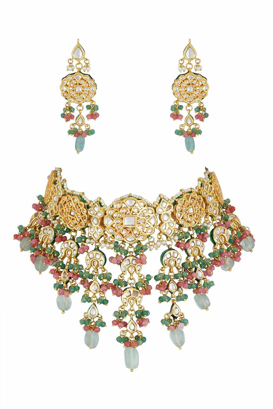 Gold Plated Kundan Choker & Earrings Set