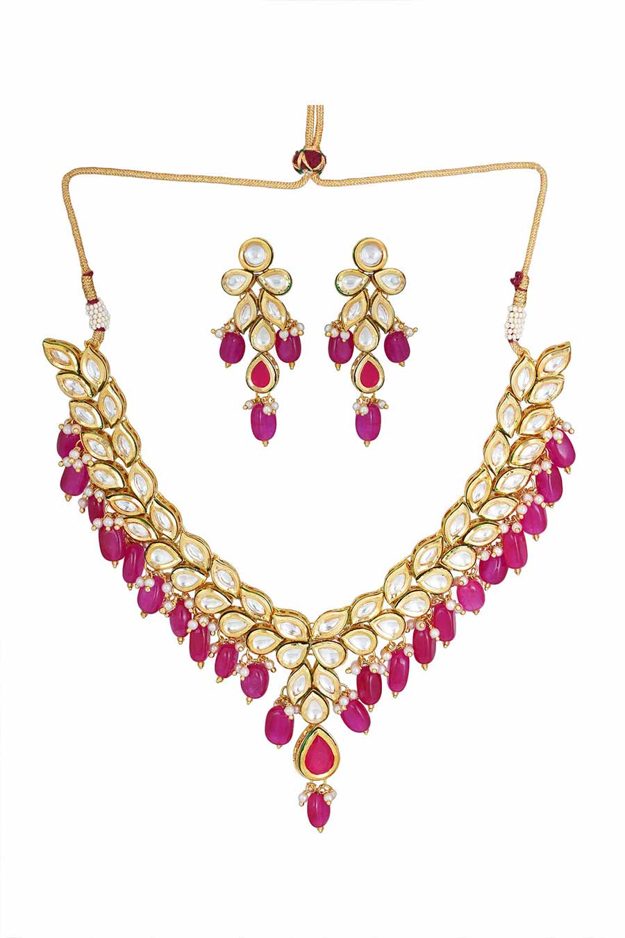 Gold Plated Kundan Necklace & Earrings Set