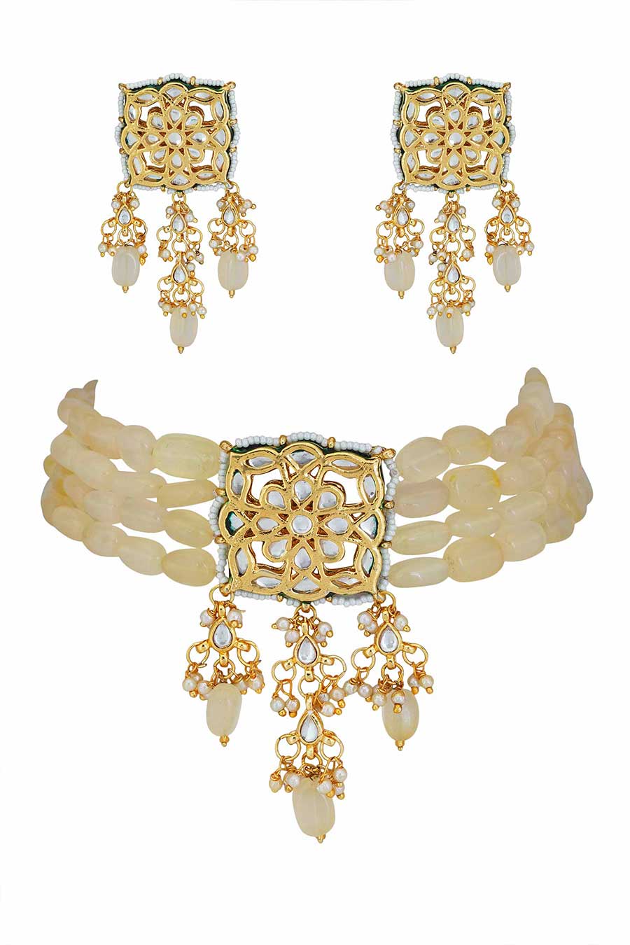 Gold Plated Kundan Choker & Earrings Set