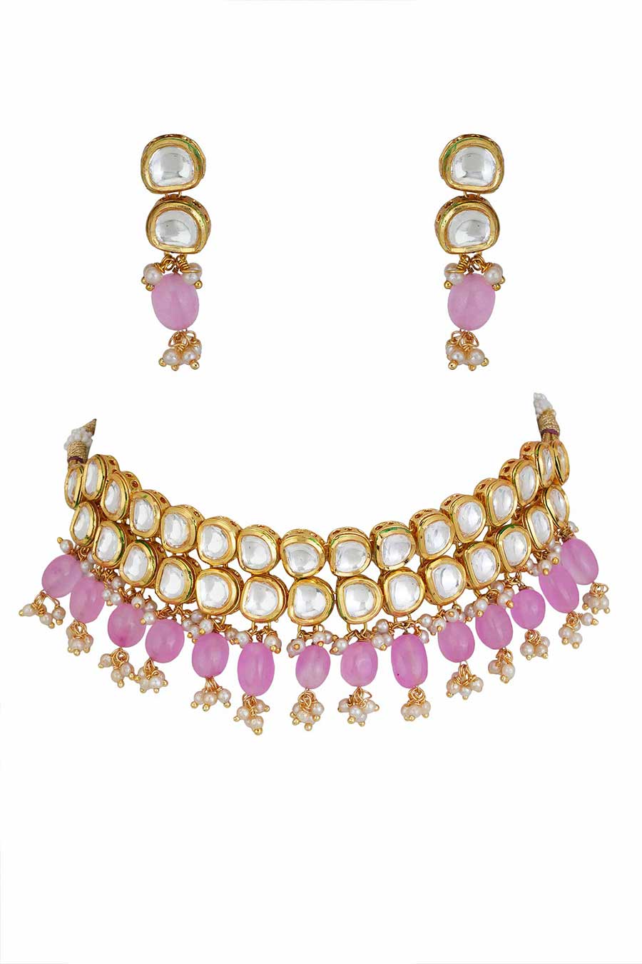 Gold Plated Kundan Choker & Earrings Set