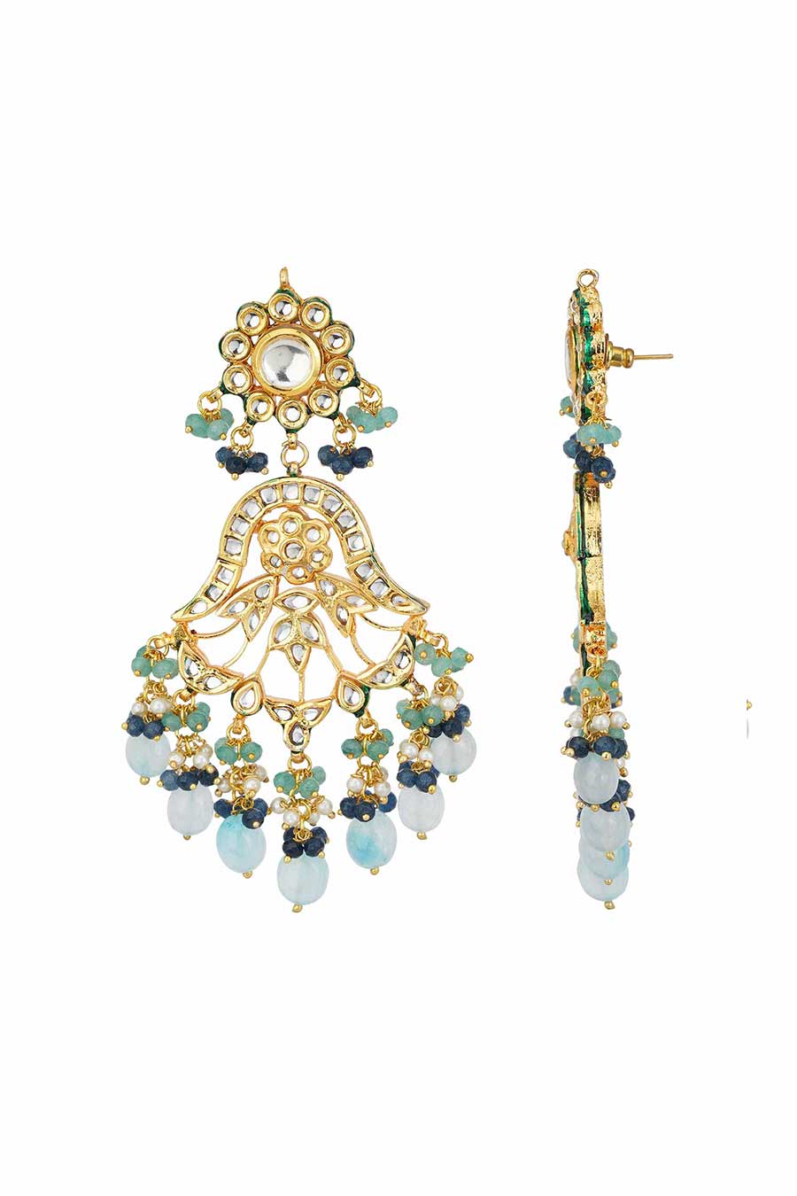 Gold Plated Kundan Dangler Earrings