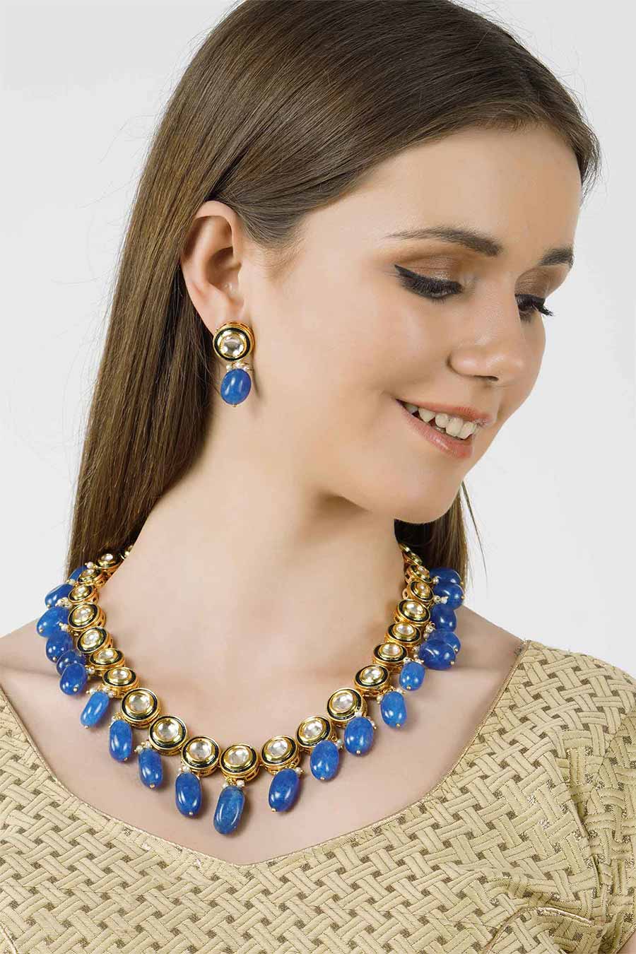 Gold Plated Ethnic Necklace & Earrings Set