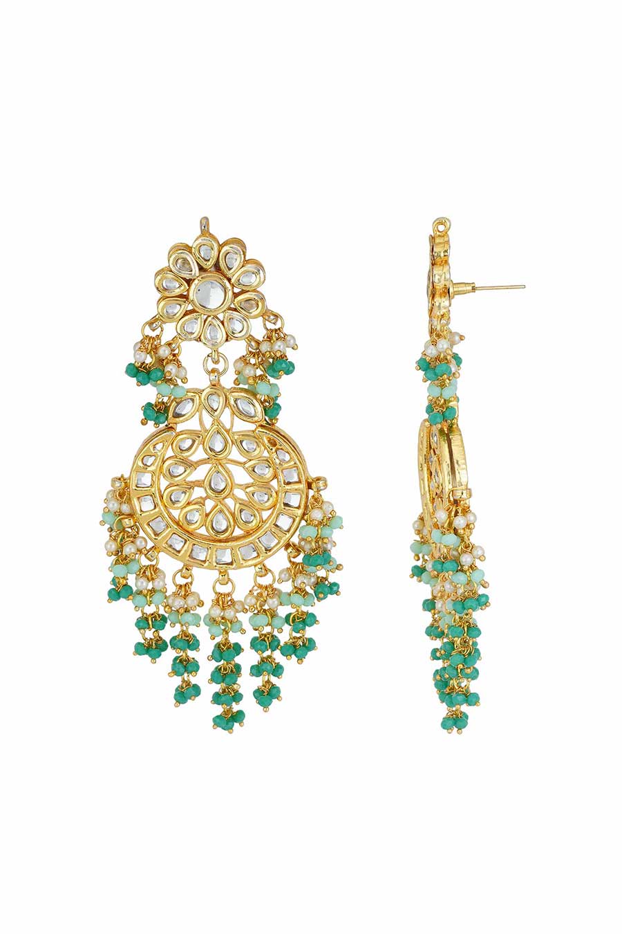 Gold Plated Kundan Chandbali Earrings