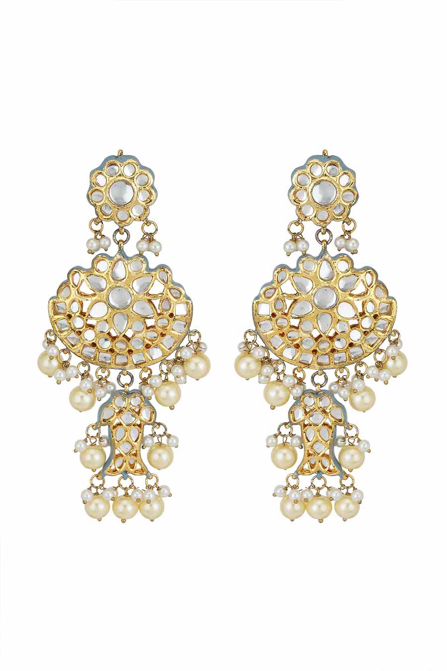 Gold Plated Kundan Dangler Earrings