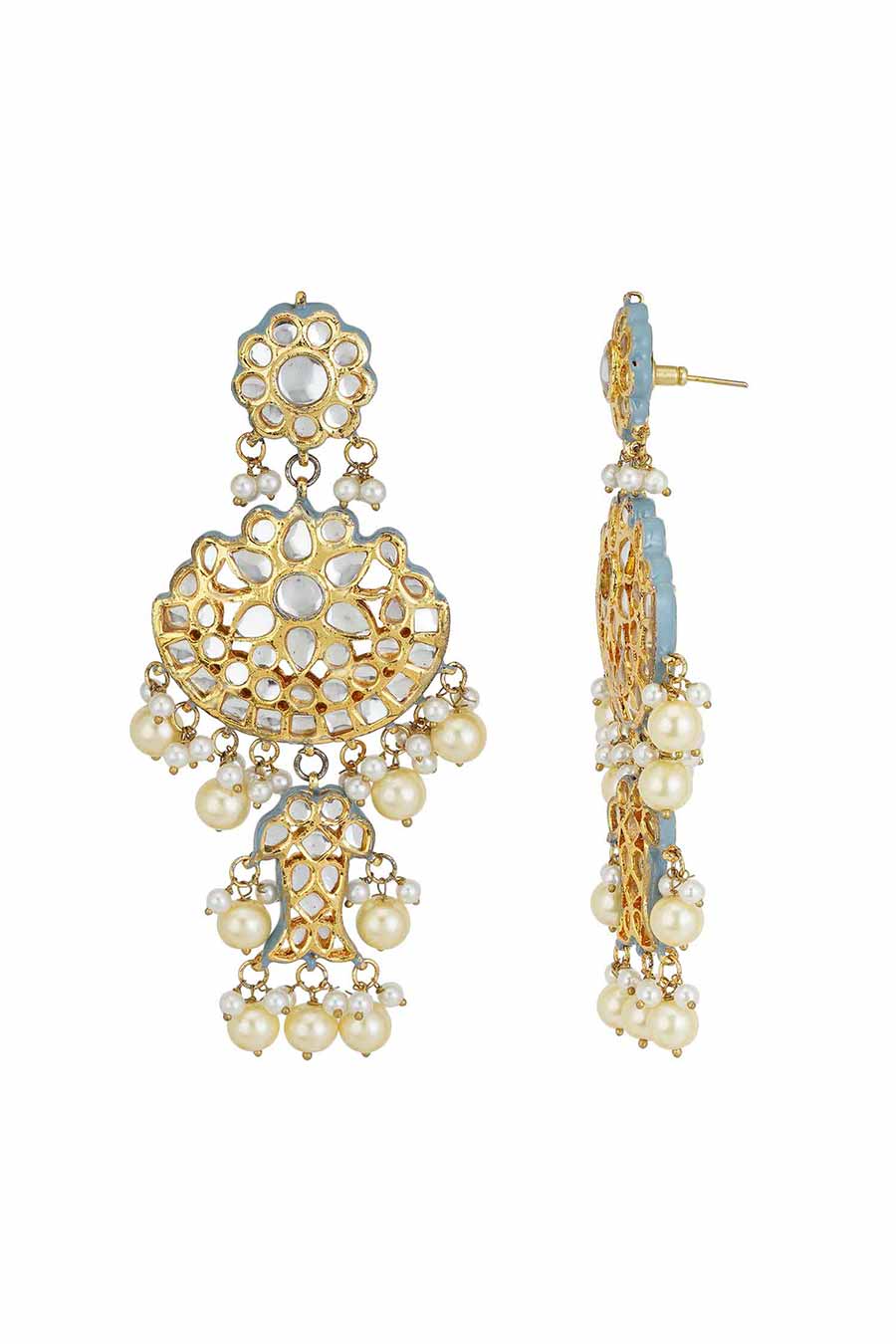 Gold Plated Kundan Dangler Earrings