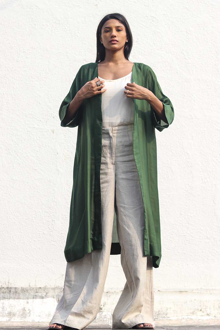 Forest Green Flowy Kimono Jacket