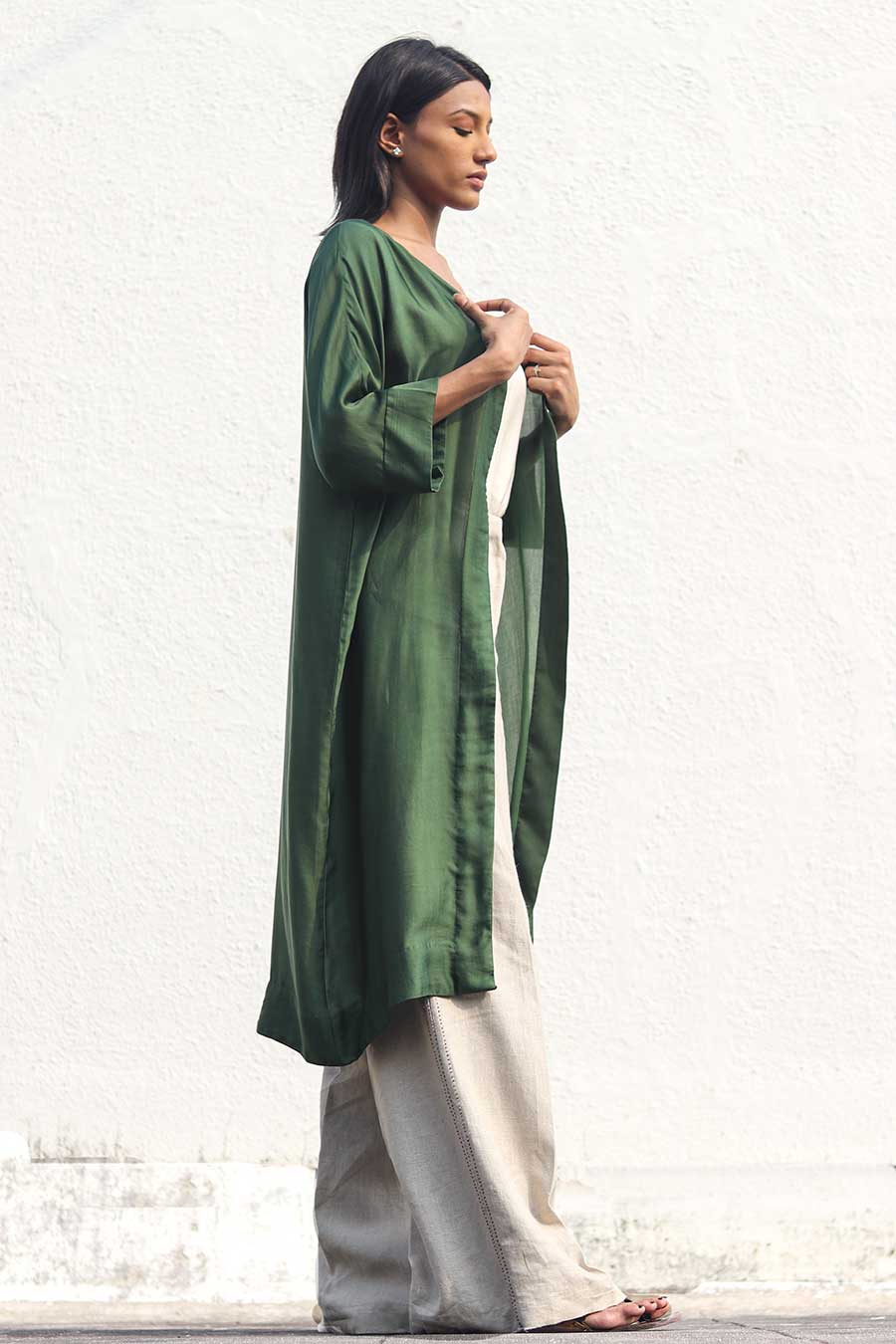 Forest Green Flowy Kimono Jacket