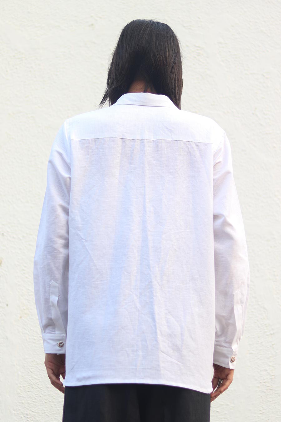 White Linen Classic Collar Shirt