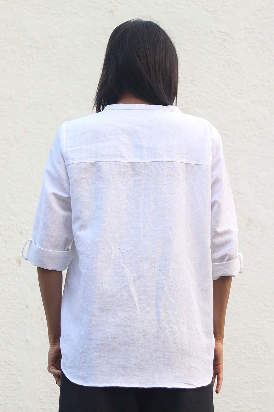 White Linen Classic Collar Shirt